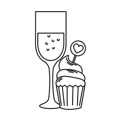 Wall Mural - silhouette of cup of glass with cupcake