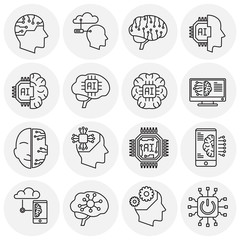 Poster - Ai outline related icon set on background for graphic and web design. Simple illustration. Internet concept symbol for website button or mobile app