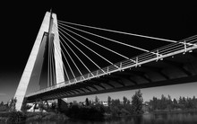Suspension Bridge In Badajoz Spain. Straight Lines, Modern Architecture