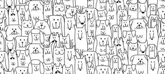 Poster - Funny dogs family, seamless pattern for your design