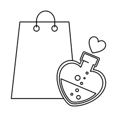 Poster - silhouette of bottle with heart shaped and bag shopping