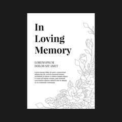Sticker - Funeral banner - In loving memory text and simple text on A4 white paper with abstract line rose texture vector design