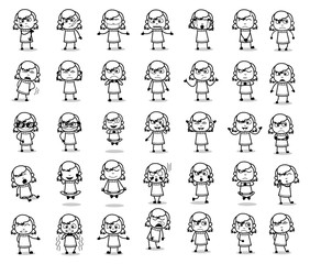 Wall Mural - Drawing of Cartoon Teen Girl Poses - Set of Concepts Vector illustrations