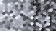 Grayscale background with hexagon pattern - 3D Rendering