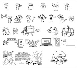 Black and White Thief Set - Collection of Concepts Vector illustrations