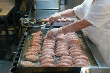 the work of the chef, the production of meat cutlets