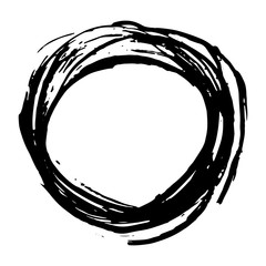 Wall Mural - round frame, grunge textured hand drawn element, vector illustration isolated on white background