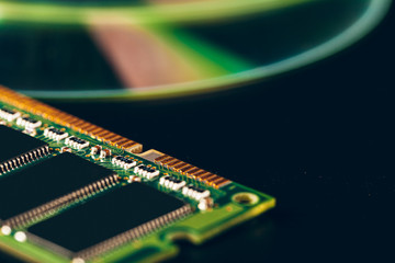 Poster - green circuit board of a computer close up