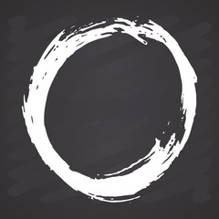 Wall Mural - round frame, grunge textured hand drawn element, vector illustration on chalkboard background