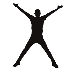 Happy Excited Man Jumping Silhouette