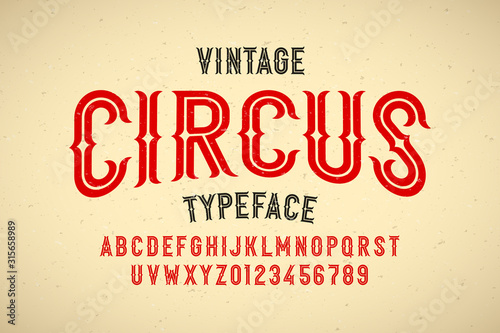 Fotografía Vintage style Circus typeface, alphabet letters and numbers
