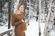 © Louis-Photo - Young happy pregnant woman in snowy forest