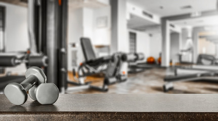 Wall Mural - table background of free space for your decoration and gym interior.