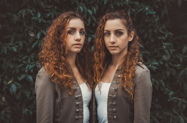 Two twins sisters spending time together