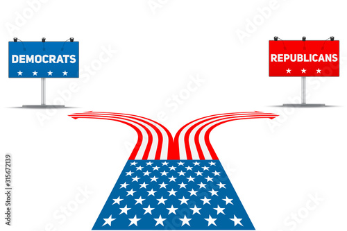Fotomural Standing at the crossroad making USA political party choice