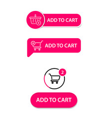Poster - Set of vector modern trendy flat buttons. Add to Cart. Shop now button for a site. Modern ui buy now for online store, Ecommerce interface elements. Shopping cart