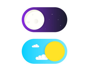 Poster - On Off Toggle switch button vector. Light and Dark Buttons. Day and Night Mode. Vector On Off Switch