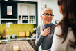 © bnenin - Excited caring senior mother looking at her daughter, portrait, close-up.