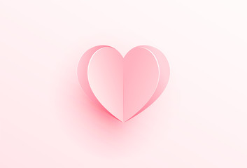 Wall Mural - Pink heart cut out from paper vector illustration. Valentines day card.