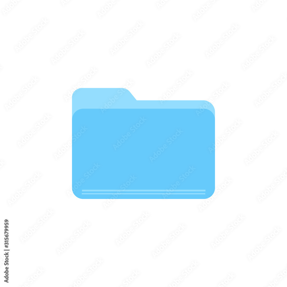 Blue folder flat vector icon isolated on a white background. - obrazy, fototapety, plakaty 