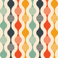 Retro Seamless Pattern - Colorful Nostalgic Background Design With Circles