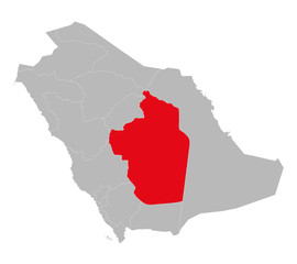 Sticker - Riyadh province highlighted on saudi arabia map. Gray background. Business concepts. Middle east arab country.