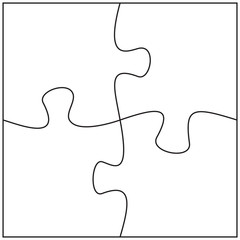 Poster - Four jigsaw pieces template. 4 puzzle pieces connected together.