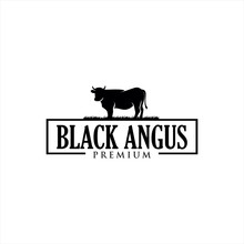 Retro Vintage Cattle Angus Beef Emblem Label Logo Design Vector, Angus Cow Logo, Cattle Farm Logo Angus Cow Farm, Beef Cattle ,Aberdeen Angus, Cow Logo Vintage	