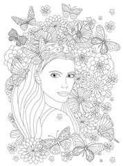 Fotomurales - beautiful girl looking over her shoulder surrounded by flowers a