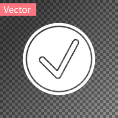 Poster - white check mark in circle icon isolated on transparent background. choice button sign. checkmark sy