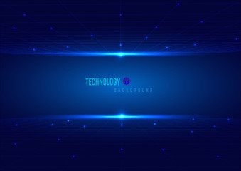 Poster - Abstract digital technology on blue background style. Science and connection. banner web with copy space for text.