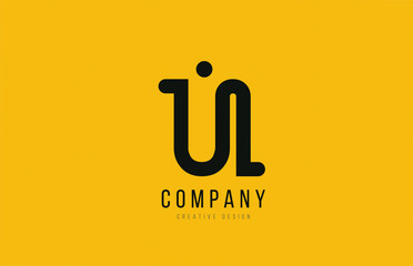 U yellow black alphabet letter for company logo icon design