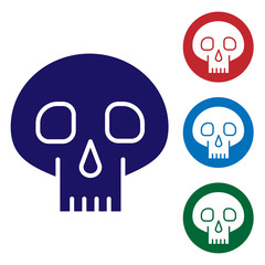 Canvas Print - Blue Skull icon isolated on white background. Set color icons in circle buttons. Vector Illustration