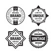 © serkorkin - Business badges vector set in retro vintage design style. Abstract logo. Premium quality. Unique limited edition. Original brand. Vintage design. Concept labels in black & white colors.
