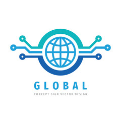 Logo design global electronic technology. Computer network sign. Vector. 