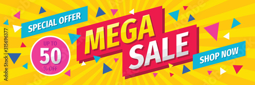 Fotomural Mega sale concept horizontal banner template design