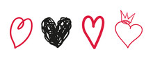 Grunge Heart On Isolated White Background. Set Of Stylish Hearts. Valentine's Day