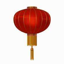 3D Render Of Chinese Lantern Over White Background.