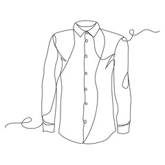 Sticker - Shirt one line drawing on white isolated background