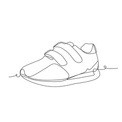 Sticker - Sneakers with Velcro one line drawing on white isolated background