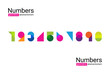Set of colourful ten numbers form zero to nine, number flat design, geometric abstractionism, suprematism.