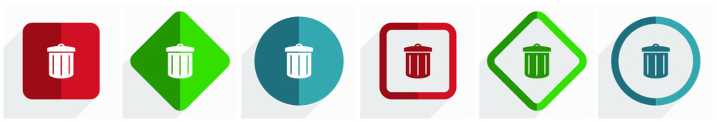 Leinwandbilder - Recycle icon set, flat design vector illustration in 6 options for webdesign and mobile applications in eps 10