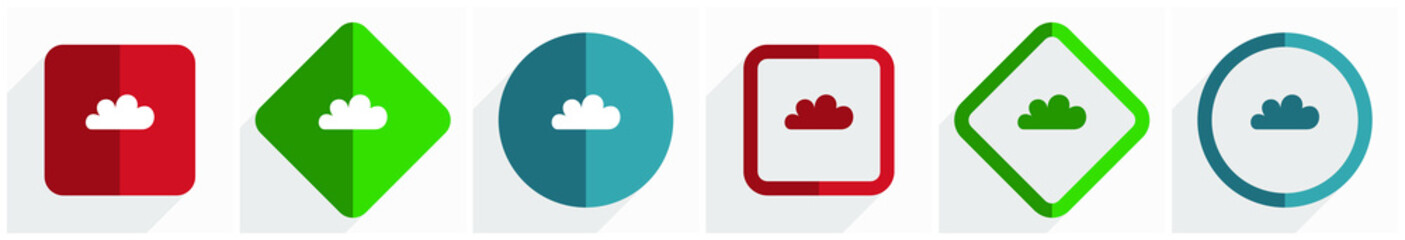 Poster - Cloud icon set, flat design vector illustration in 6 options for webdesign and mobile applications in eps 10