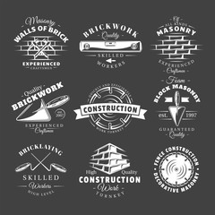 Wall Mural - Set of vintage construction labels