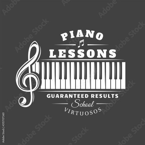 Plakaty pianino  etykieta-muzyczna-na-bialym-tle-na-czarnym-tle