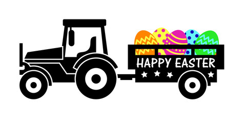 Tractor clipart Happy Easter Eggs decor digital files