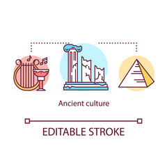 Wall Mural - Ancient culture concept icon. Development of science and art in Egypt and Greece. History of world civilization idea thin line illustration. Vector isolated outline drawing. Editable stroke