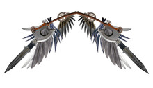 Wings From Cold Weapons On A White Background