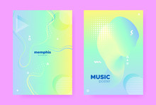 Blue Pastel Cover. Abstract Memphis Illustration. 