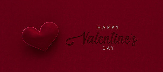 Wall Mural - Happy Valentine's Day on red background with text and red heart 3D Rendering